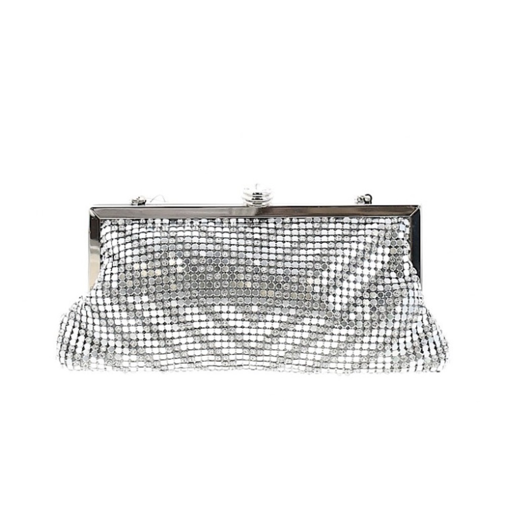 INC International (NWT) silver metallic clutch